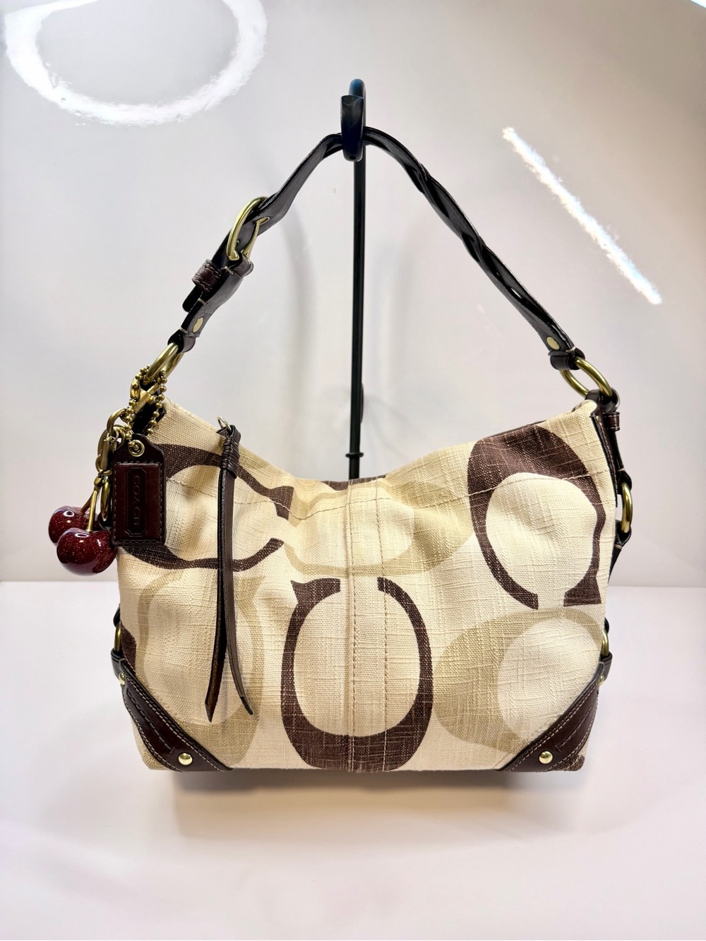 Vintage Coach Carly Hobo Bag Signature Canvas Brown Leather Y2K Shoulder purse